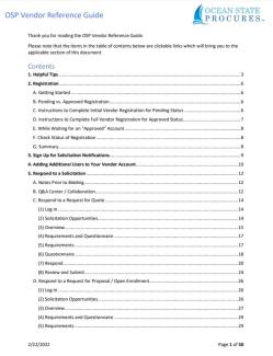 OSP Vendor Reference Guide